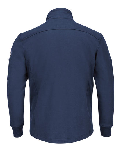 Bulwark Zip Front Fleece Jacket-Cotton /Spandex Blend - Tall Sizes SEZ2T #color_Navy