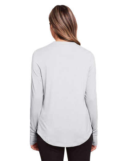 North End Women's JAQ Stretch Performance V-Neck Snap Pullover NE400W #colormdl_Platinum