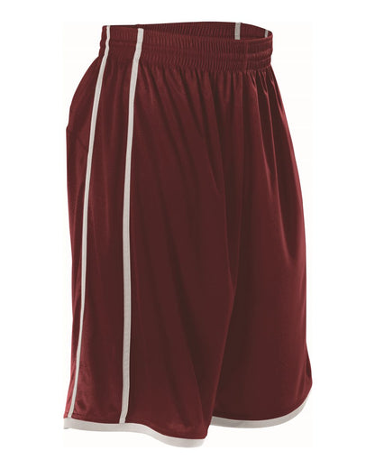 Alleson Athletic Women's Basketball Shorts 535PW #color_Maroon/ White