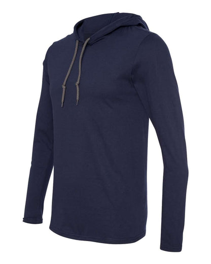 Gildan Unisex Softstyle® Lightweight Hooded Long Sleeve T-Shirt 987 #color_Navy/ Dark Grey