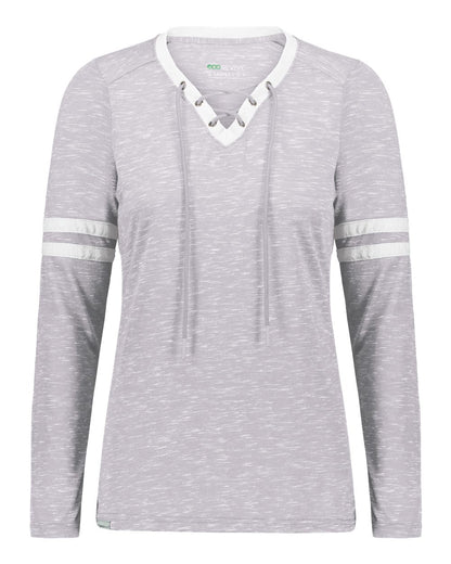 Holloway Women's Eco Revive™ Monterey Long Sleeve V-Neck T-Shirt 223246 #color_Athletic Heather/ White