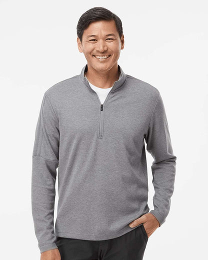Adidas Men's 3-Stripe Quarter-Zip Sweater Pullover A554 #colormdl_Grey Three Melange