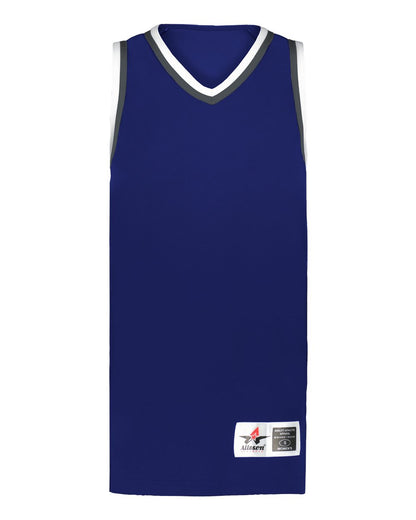 Alleson Athletic Women's Retro Basketball Jersey A55000 #color_Navy/ Graphite/ White