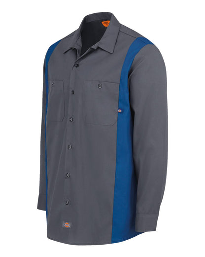Dickies Men's Tall Industrial Colorblocked Long Sleeve Shirt 5524T #color_Charcoal/ Royal Blue