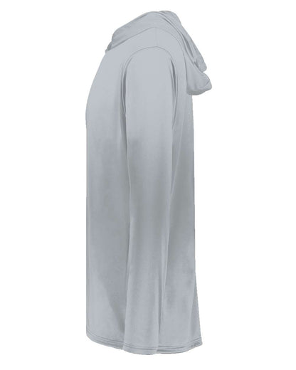Holloway Youth Momentum Hooded Long Sleeve T-Shirt 222831 #color_Silver