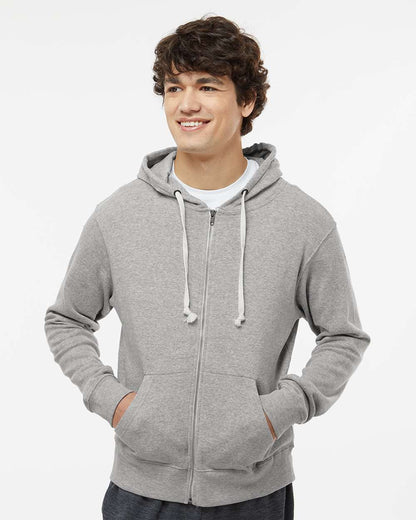 J. America Men's Triblend Full-Zip Hooded Sweatshirt 8872 #colormdl_Grey Triblend