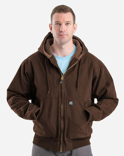 Berne Apparel Men's Highland Flex180® Washed Duck Hooded Work Jacket HJ317 #colormdl_Bark