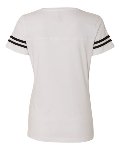 LAT Women's Football V-Neck Fine Jersey Tee 3537 #color_White Solid/ Black