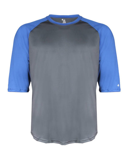 Badger Men's B-Core Three-Quarter Sleeve Baseball T-Shirt 4133 #color_Graphite/ Royal