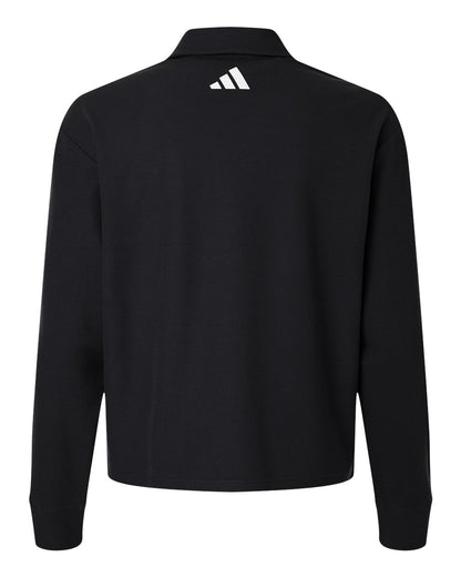 Adidas Women's Beyond Long Sleeve Loose Polo A1008 #color_Black