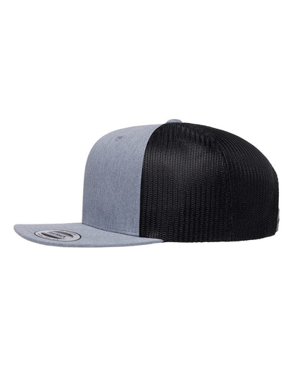 YP Classics Retro High Profile Trucker Cap 6609 #color_Heather Grey/ Black