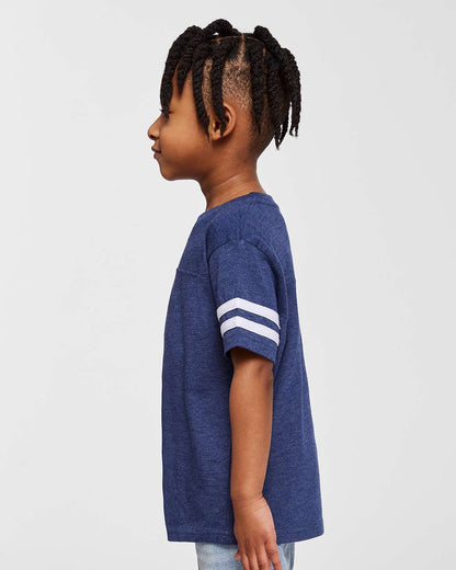 Rabbit Skins Toddler Football Fine Jersey Tee 3037 #colormdl_Vintage True Navy/ Blended White