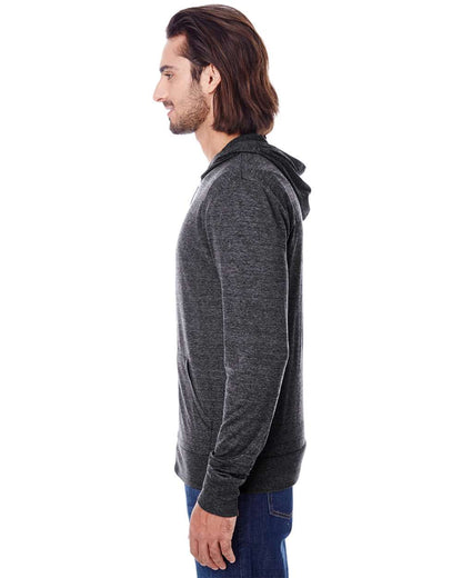 Threadfast Apparel Unisex Triblend Full-Zip Lightweight Hooded Sweatshirt 302Z #colormdl_Black Triblend