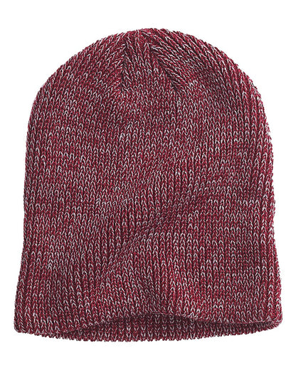 Big Accessories Ribbed Marled Beanie BA524 #color_Maroon/ Grey