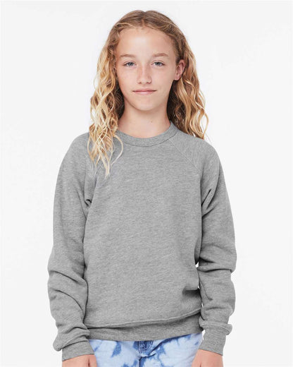 BELLA + CANVAS Youth Sponge Fleece Crewneck Sweatshirt 3901Y #colormdl_Athletic Heather