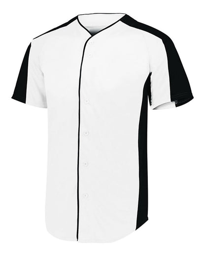 Augusta Sportswear Full Button Baseball Jersey 1655 #color_White/ Black