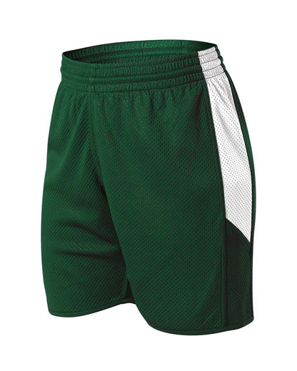 Alleson Athletic Women's Single Ply Reversible Shorts 589PSPW #color_Forest/ White