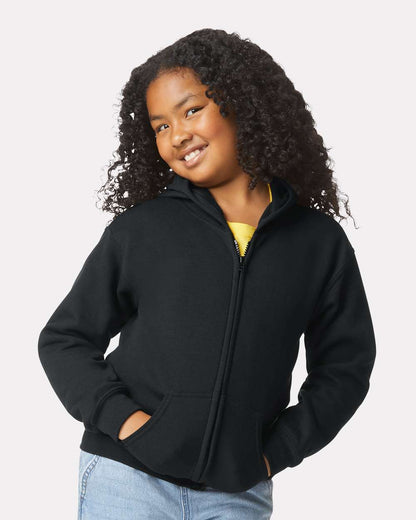 Gildan Youth Heavy Blend™ Full-Zip Hooded Sweatshirt 18600B #colormdl_Black