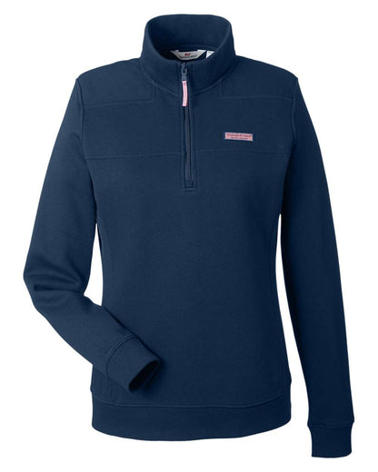 vineyard vines Women’s Collegiate Shep Quarter-Zip Sweatshirt K002795 #color_Vineyard Navy