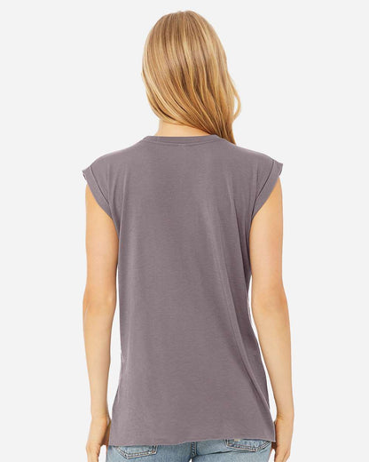 BELLA + CANVAS Women’s Flowy Rolled Cuffs Muscle Tee 8804 #colormdl_Storm