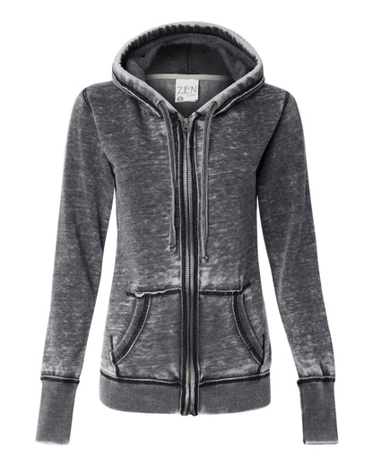 J. America Women's Zen Fleece Full-Zip Hooded Sweatshirt 8913 #color_Dark Smoke