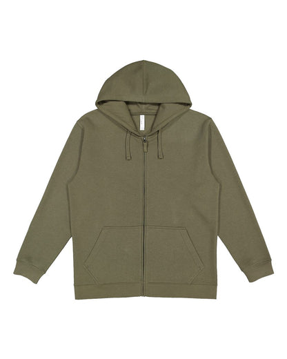LAT Unisex Full-Zip Fleece Hoodie Sweatshirt 6927 #color_Military Green