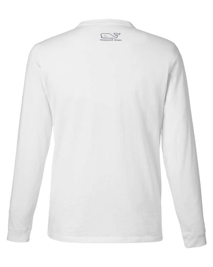 vineyard vines Unisex Long Sleeve Pocket T-Shirt V021214 #color_White Cap/ Blue Blazer