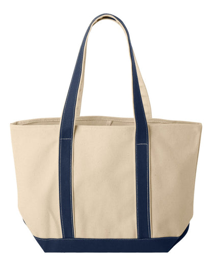 Liberty Bags Windward Large Cotton Canvas Classic Resort Tote 8871 #color_Natural/ Navy