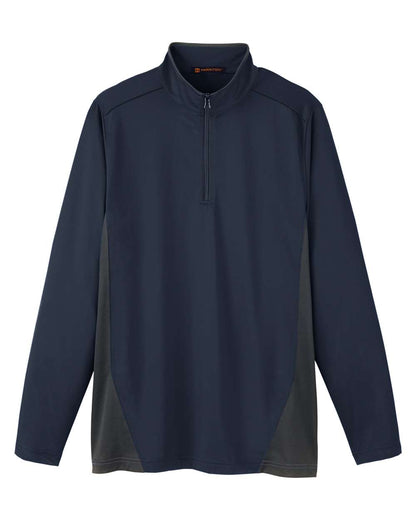 Harriton Men's Flash Snag Protection Plus IL Colorblock Quarter-Zip Pullover M786 #color_Dark Navy/ Dark Charcoal