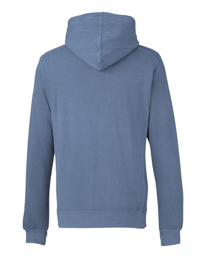 J. America Unisex Pigment-Dyed Fleece Hooded Sweatshirt 8730 #colormdl_Denim