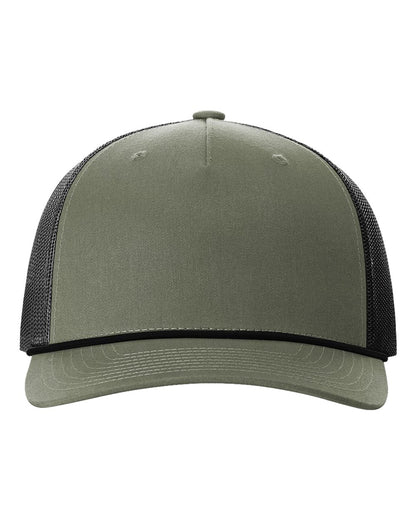 Richardson Five-Panel Trucker with Rope Cap 112FPR #color_Loden Green/ Black