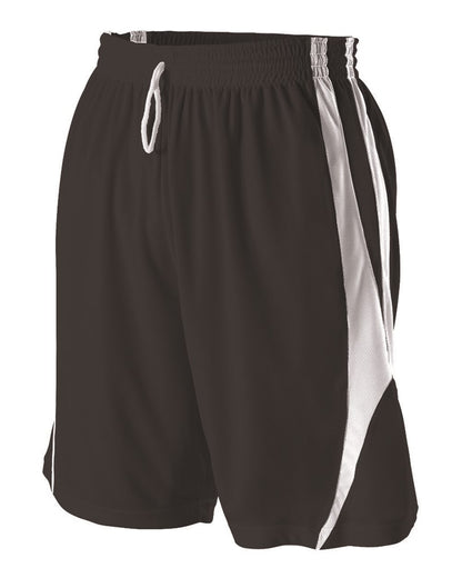 Alleson Athletic Reversible Basketball Shorts 54MMP #color_Black/ White