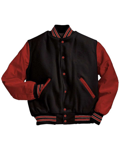 Holloway Men's Varsity Wool Jacket 224183 #color_Black/ Scarlet/ Scarlet