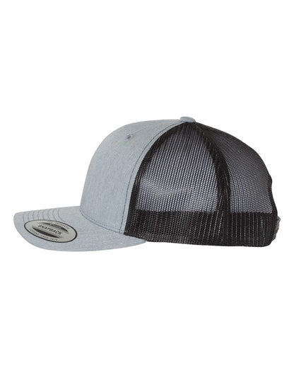 YP Classics Retro Trucker Cap 6606 #color_Heather Grey/ Black