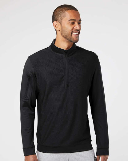 Adidas Men's Textured Quarter-Zip Pullover A295 #colormdl_Black