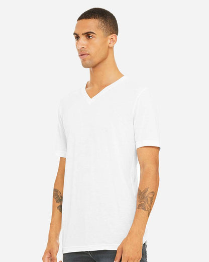 BELLA + CANVAS Unisex Triblend V-Neck Tee 3415 #colormdl_Solid White Triblend