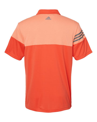 Adidas Heathered 3-Stripes Colorblocked Polo A213 #color_Blaze Orange/ Vista Grey