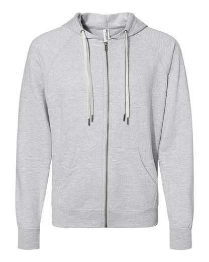 Independent Trading Co. Unisex Icon Lightweight Loopback Terry Full-Zip Hooded Sweatshirt SS1000Z #color_Athletic Heather