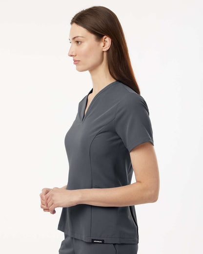 Jaanuu Women's Calix Fit & Flare Scrub V-Neck Top W10003 #colormdl_Carbon Grey