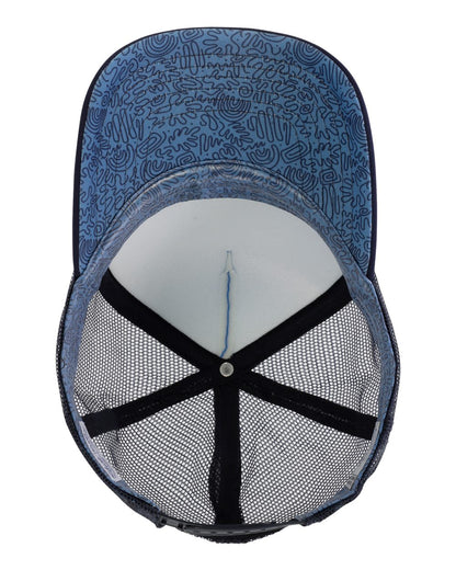 Infinity Her Women's Foam Trucker Cap ROSIE #color_Light Blue/ Navy/ Navy/ Graffiti