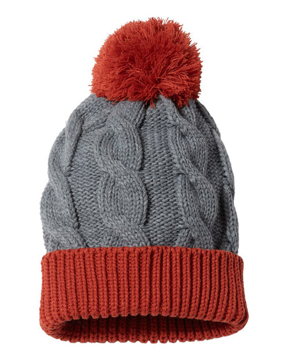 Richardson Chunk Twist Cuffed Beanie 141R #color_Heather Grey/ Rust