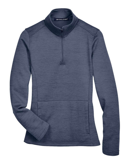 Devon & Jones Women's Newbury Mélange Fleece Quarter-Zip Pullover DG798W #color_Navy Heather