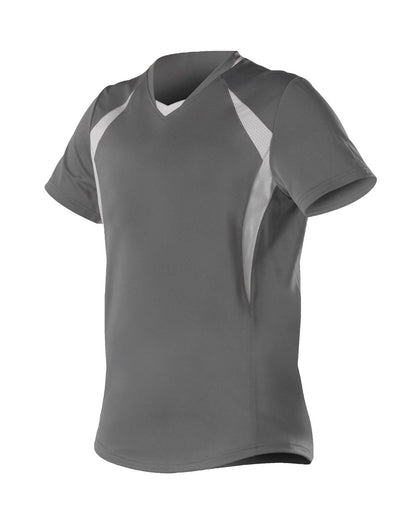 Alleson Athletic Girls' Short Sleeve Fastpitch Jersey 552JG #color_Charcoal/ White