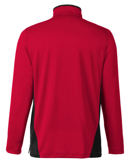 Harriton Men's Flash Snag Protection Plus IL Colorblock Quarter-Zip Pullover M786 #color_Red/ Black