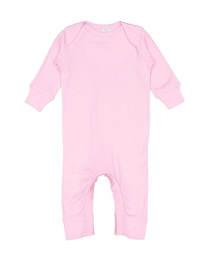 Rabbit Skins Infant Long Legged Baby Rib Bodysuit 4412 #color_Pink