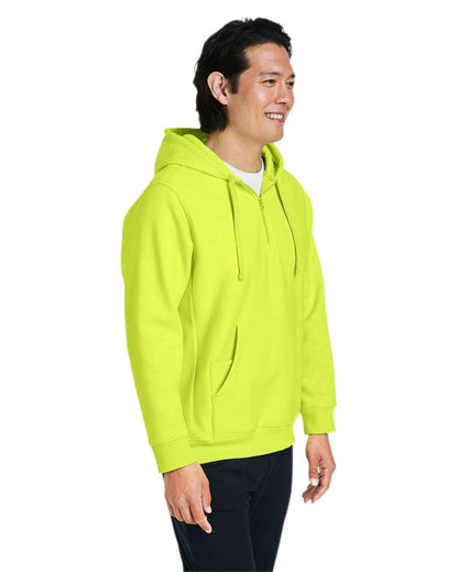 Team 365 Unisex Zone HydroSport™ Heavyweight Quarter-Zip Hooded Sweatshirt TT97 #colormdl_Safety Yellow