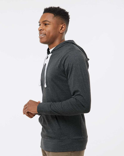 J. America Unisex Jersey Sport Lace Hooded Pullover 8231 #colormdl_Charcoal Heather