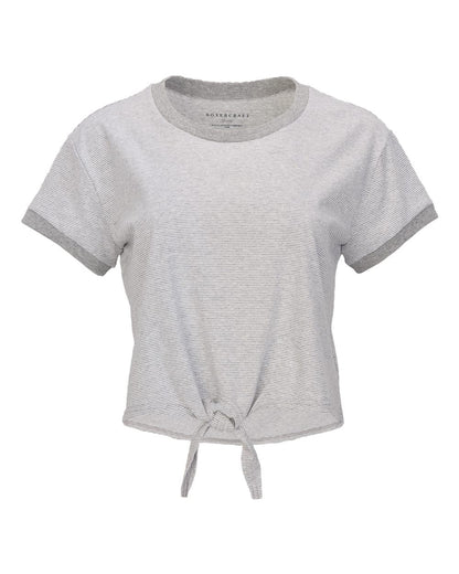 Boxercraft Women's Striped Tie Front T-Shirt BW2107 #color_Oxford Heather/ White