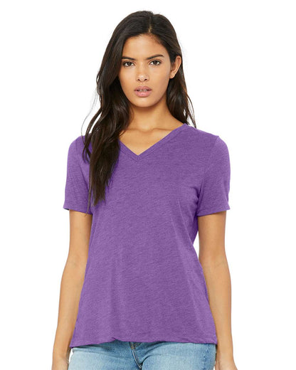 BELLA + CANVAS Women's Relaxed Triblend Short Sleeve V-Neck Tee 6415 #colormdl_Purple Triblend