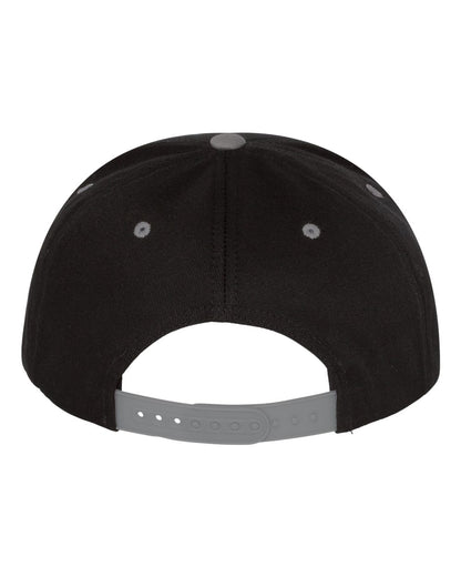 YP Classics Five-Panel Cotton Twill Snapback Cap 6007 #color_Black/ Grey